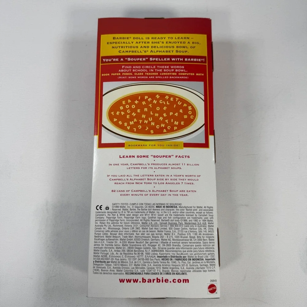 Mattel Campbell's Alphabet Soup Barbie Doll Special Edition 1999 26845 New NIB